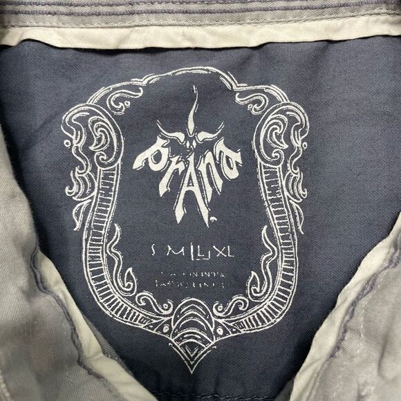 PRANA Button Up Shirt Mens Small Short Sleeve Grey Organic Cotton - Picture 2 of 8